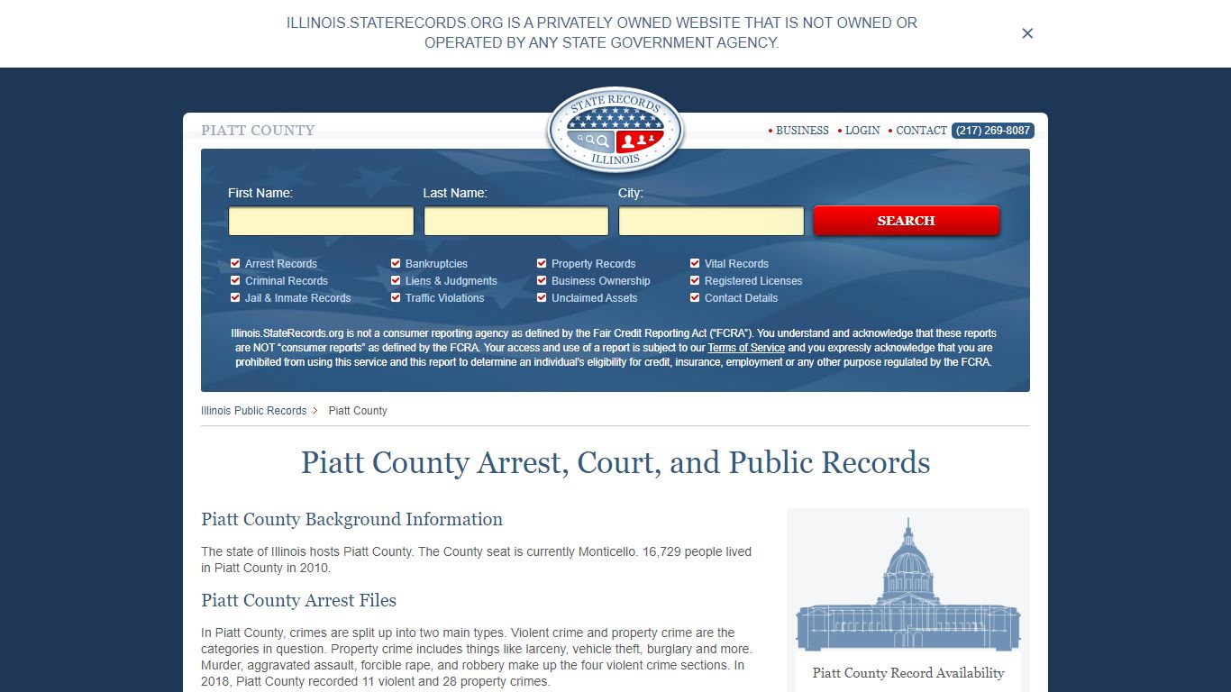 Piatt County Arrest, Court, and Public Records