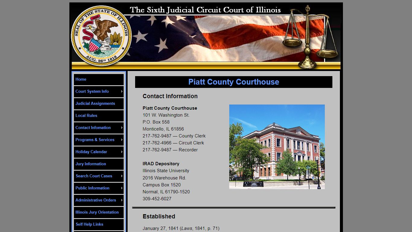 Piatt County Courthouse - Sixth Circuit Court